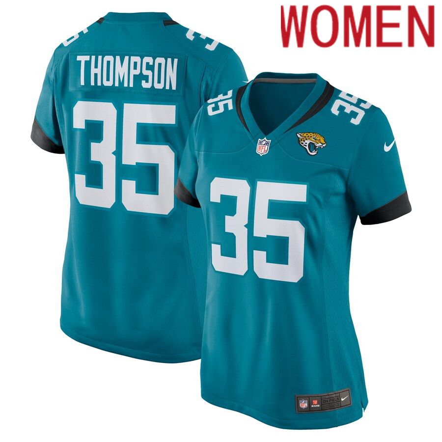 Women Jacksonville Jaguars 35 Deionte Thompson Nike Teal Home Game Player NFL Jersey